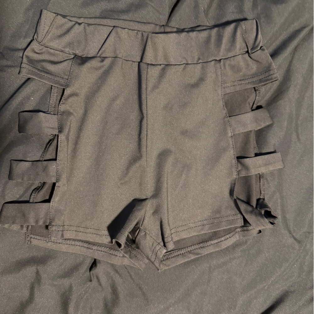 SHEIN High Waist Black Strappy Shorts